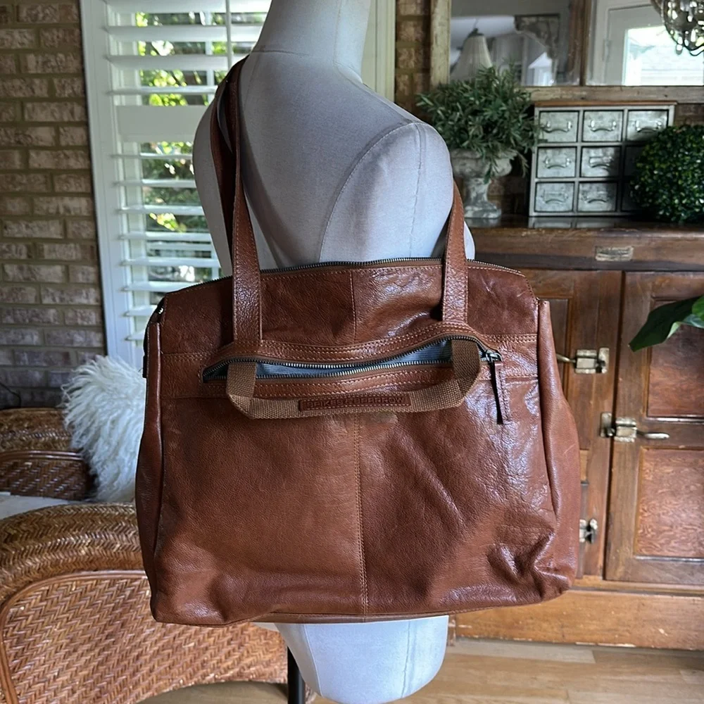 SPIKES & SPARROW COGNAC LEATHER LAPTOP BAG